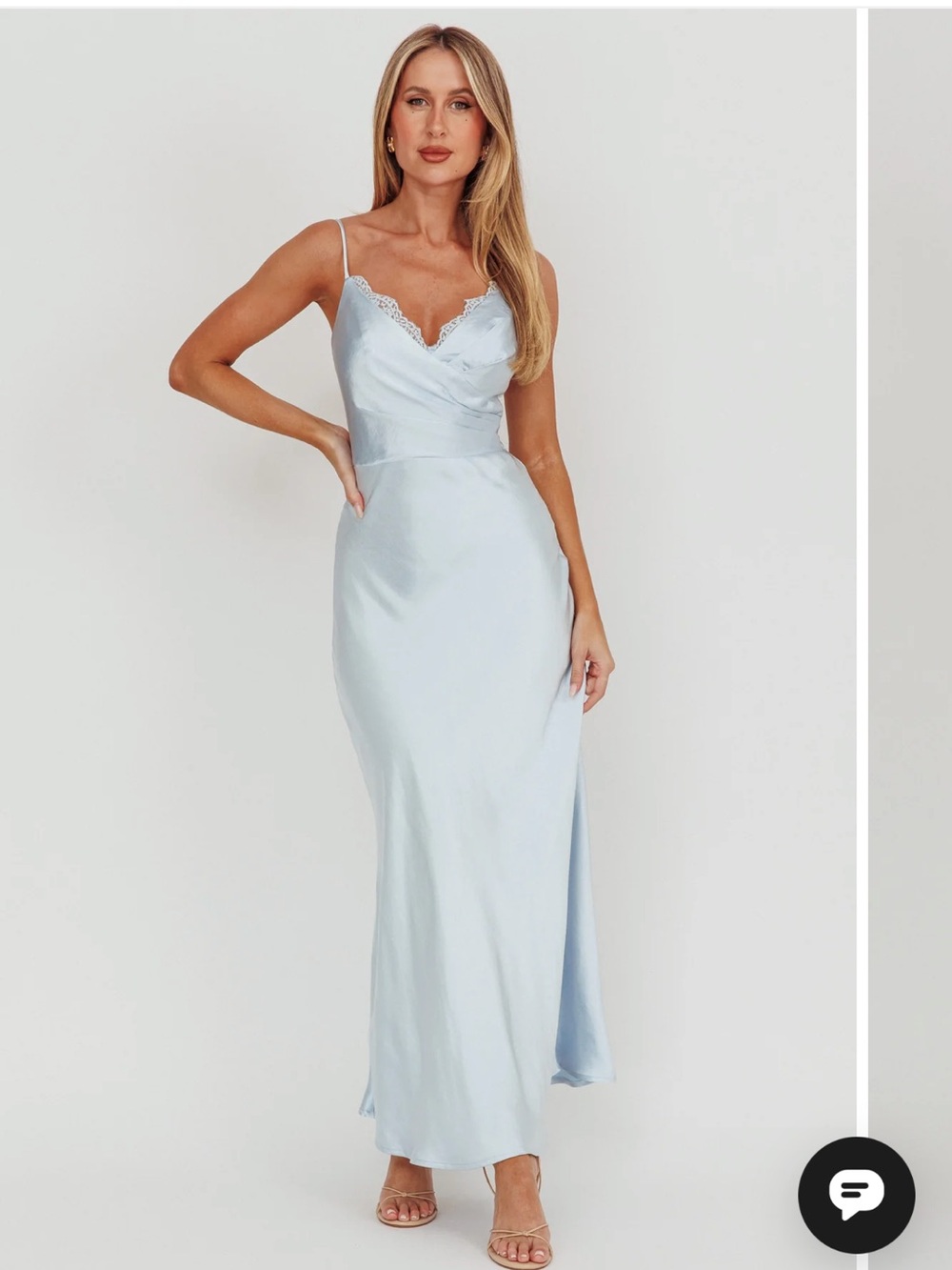 NWT Saints and Secrets Our Story Surplice Neckline Maxi Dress Steel Blue size S